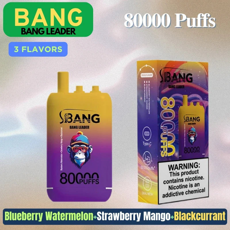 Bang bangleader 80000 Puffs Triple Flavors Disposable Price Super Sale-850mAh Battery, Multiple Nicotine 12 Flavors