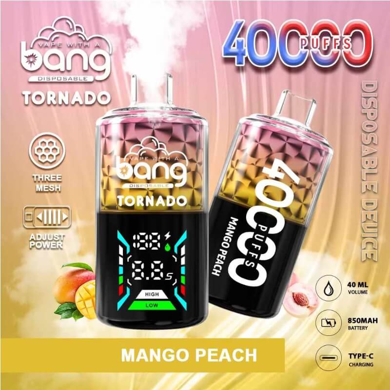 Bang Tornado 40000 Puffs Disposable Vape – 850mAh Battery, 40ml E-liquid, Multiple Nicotine 12 Flavors