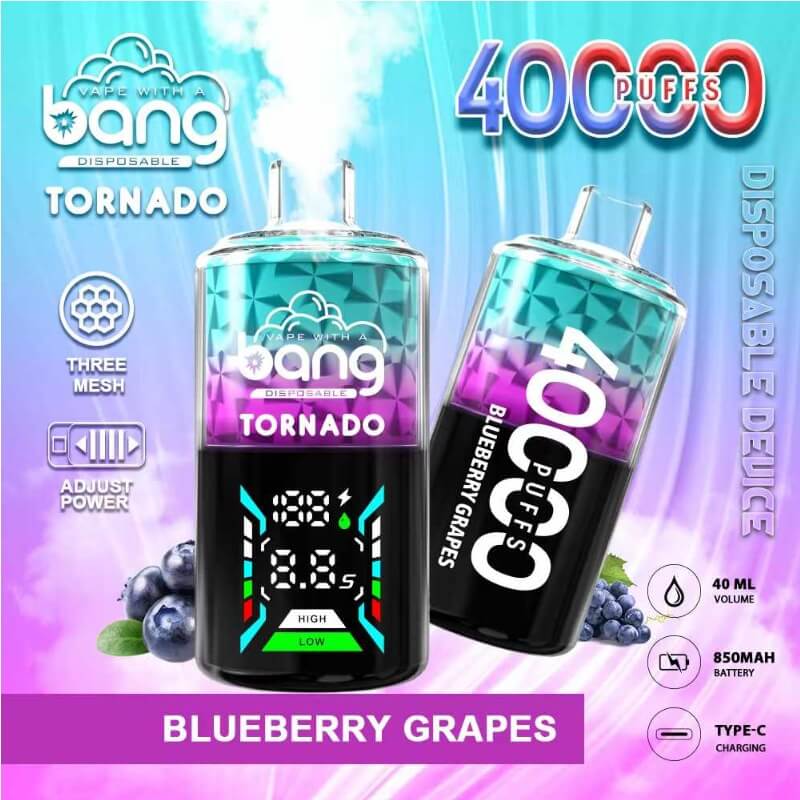 Bang Tornado 40000 Puffs Disposable Vape – 850mAh Battery, 40ml E-liquid, Multiple Nicotine 12 Flavors