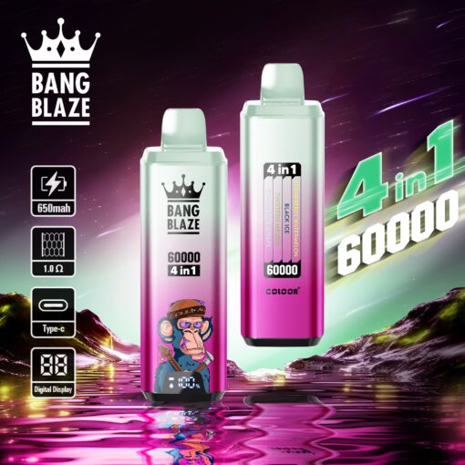 BANG BLAZE 4 In 1 60000 Puffs Disposable Vape Wholesale-650mAh Battery, 56ml E-liquid, Multiple Nicotine 12 Flavors