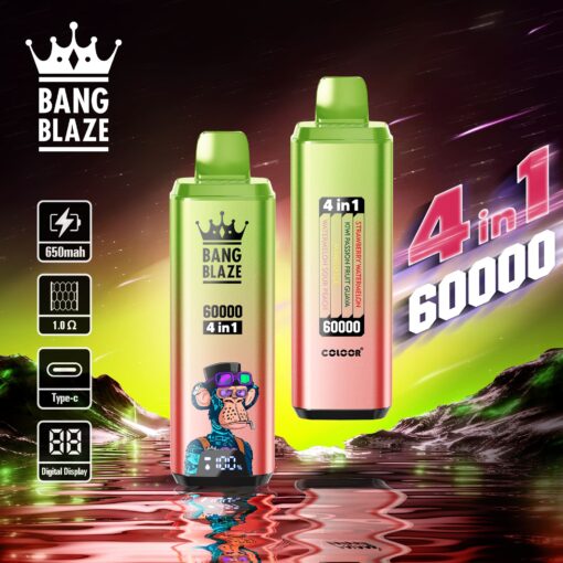 BANG BLAZE 4IN1 60000 Puffs Disposable Vape Wholesale(0% to 5% Nicotine) 56ML e-liquid  650mAh 12 Flavors