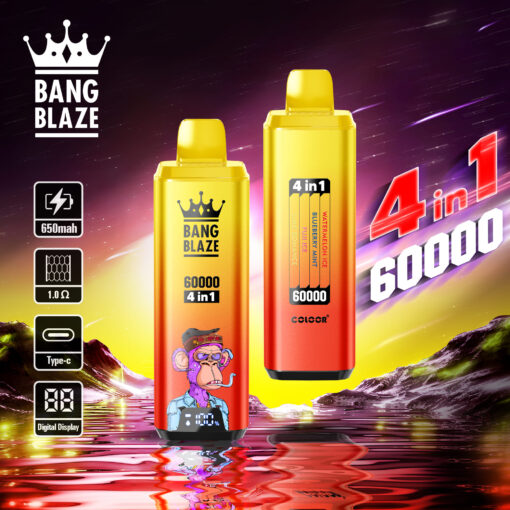BANG BLAZE 4 In 1 60000 Puffs Disposable Vape Wholesale-650mAh Battery, 56ml E-liquid, Multiple Nicotine 12 Flavors