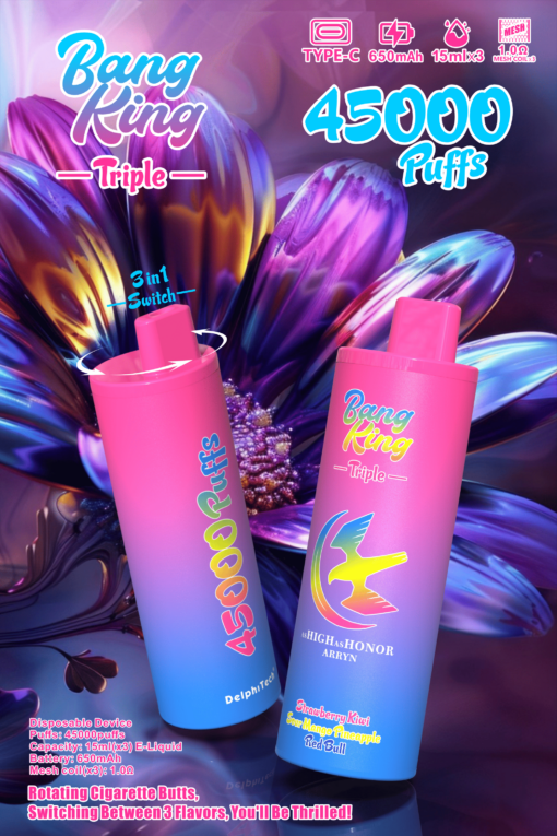 Bang King Triple 45000 Puffs Disposable Vape(0% to 5% Nicotine) - 3*15ml E-Liquid, 650mAh Battery