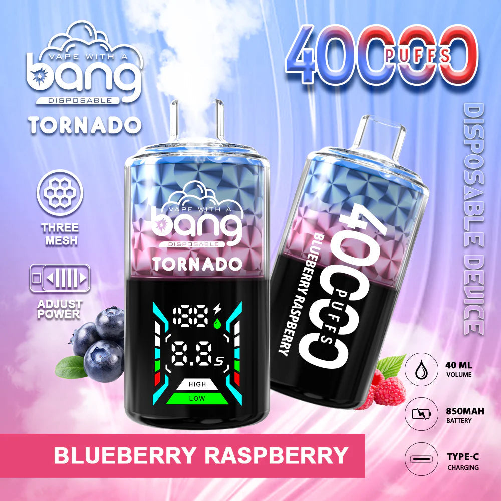 Bang Tornado 40000 Puffs Disposable Vape – 850mAh Battery, 40ml E-liquid, Multiple Nicotine 12 Flavors