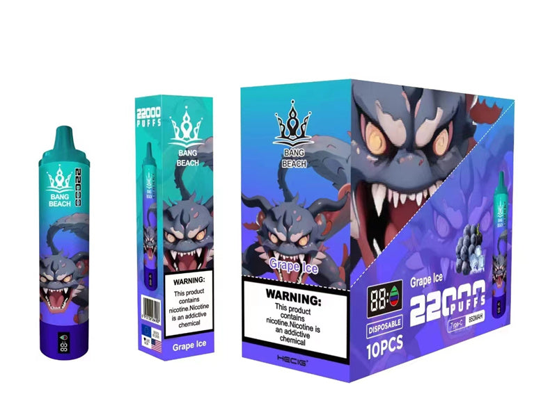 Disposable Vape Bang Beach 22000 Puffs With 850mah Battery And 36ml Liquid-850mAh Battery, 40ml E-liquid, Multiple Nicotine 12 Flavors