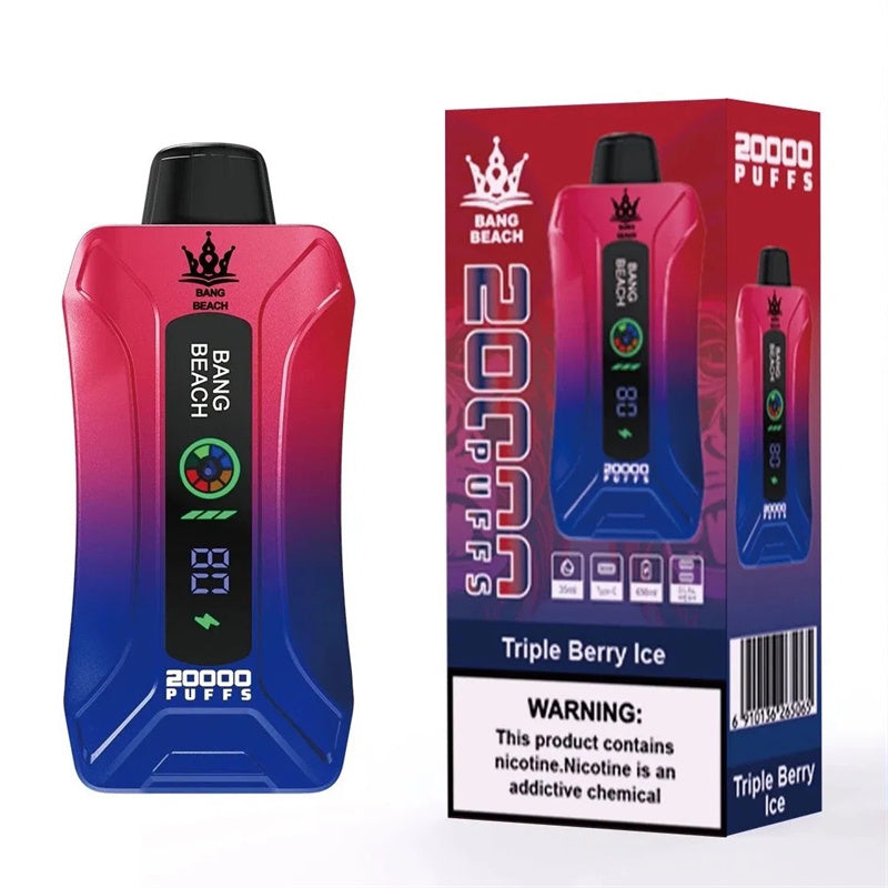 Factory Bang Beach 20000 Puff 20000 With Screen Display 0% 2% 3% 5% Nicotine Disposable Vape-650mAh Battery, 35ml E-liquid, Multiple Nicotine 12 Flavors