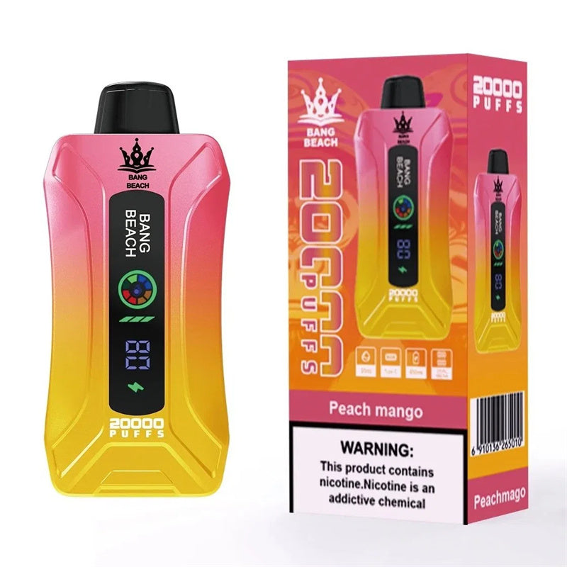 Factory Bang Beach 20000 Puff 20000 With Screen Display 0% 2% 3% 5% Nicotine Disposable Vape-650mAh Battery, 35ml E-liquid, Multiple Nicotine 12 Flavors