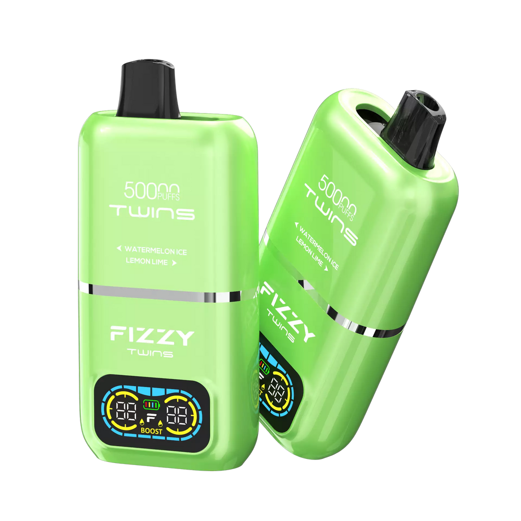 Fizzy Twins 50000 Puffs Dual Tank Double Flavor 12 Colors 2% 5% Low Nicotine Bulk Buy Rechargeable Disposable Vapes Pen Wholesale