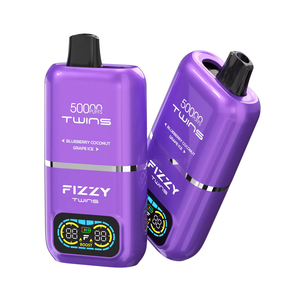 Fizzy Twins 50000 Puffs Dual Tank Double Flavor 12 Colors 2% 5% Low Nicotine Bulk Buy Rechargeable Disposable Vapes Pen Wholesale