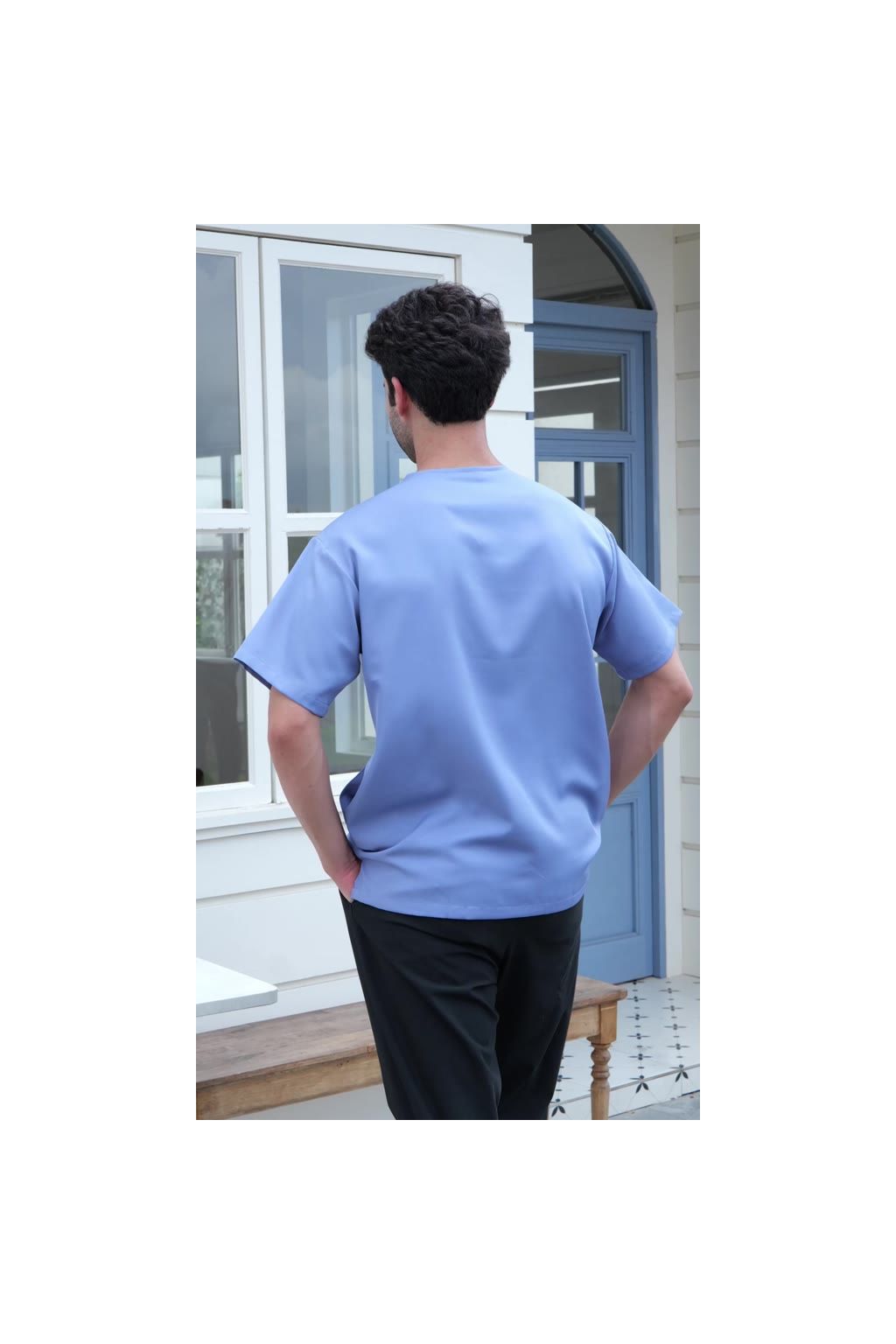 3-Button Men's Short-Sleeve T-Shirt – Breathable Abloh Crepe Fabric, Summer Casual