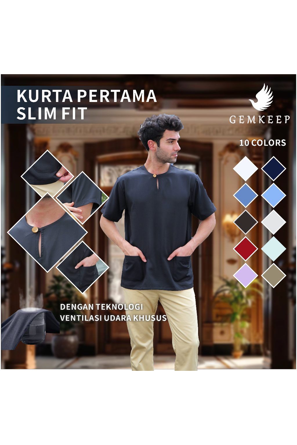 Button Ironless Kurta – Premium Abloh Crepe Fabric, Relaxed Fit