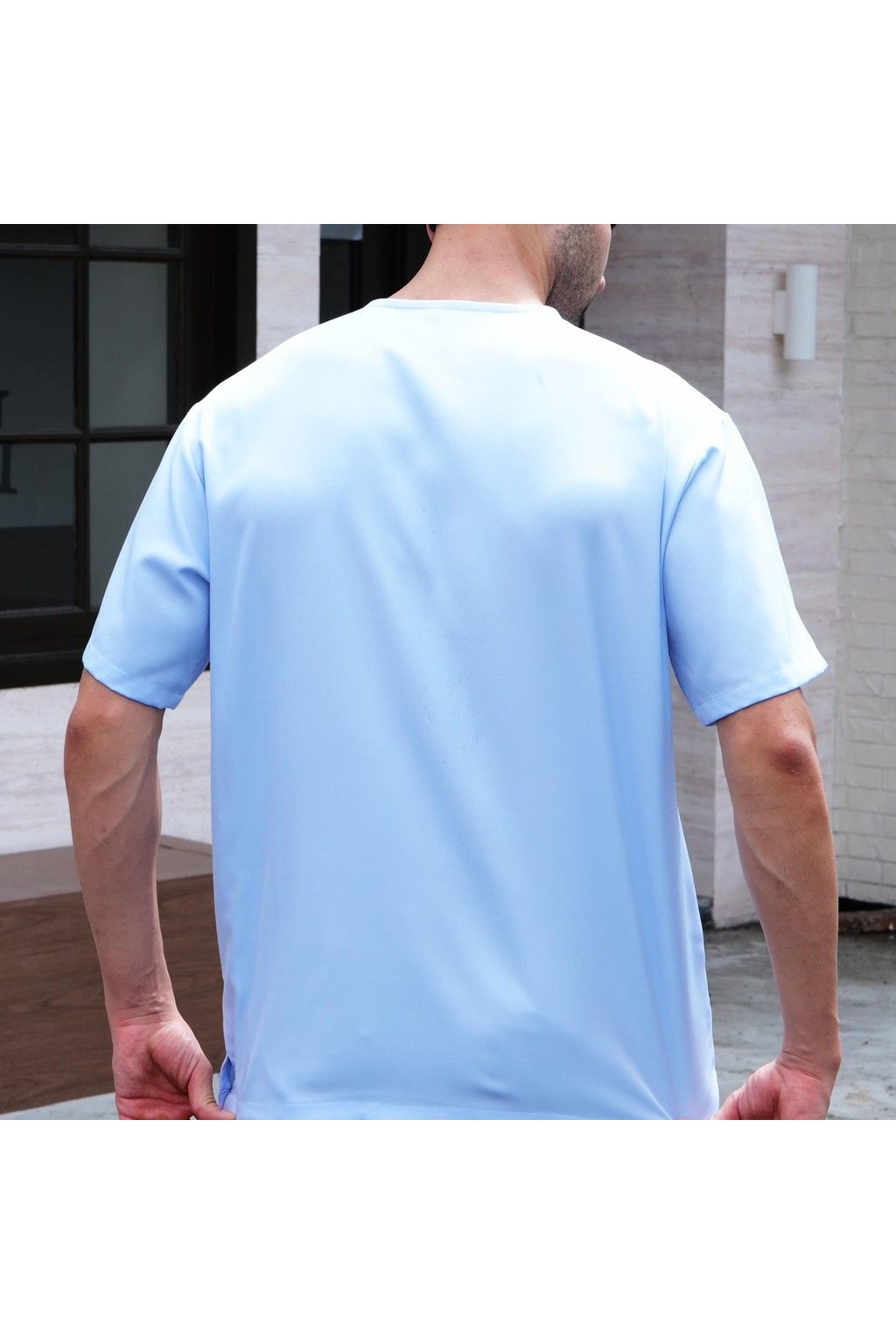 3-Button Men's Short-Sleeve T-Shirt – Breathable Abloh Crepe Fabric, Summer Casual