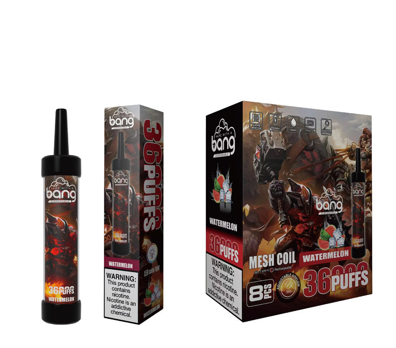 Original Bang 36000 Puffs With Sub Ohm Mesh Coils Dtl Disposable Vape Device E-Cigarette-650mAh Battery, 40ml E-liquid, Multiple Nicotine 12 Flavors