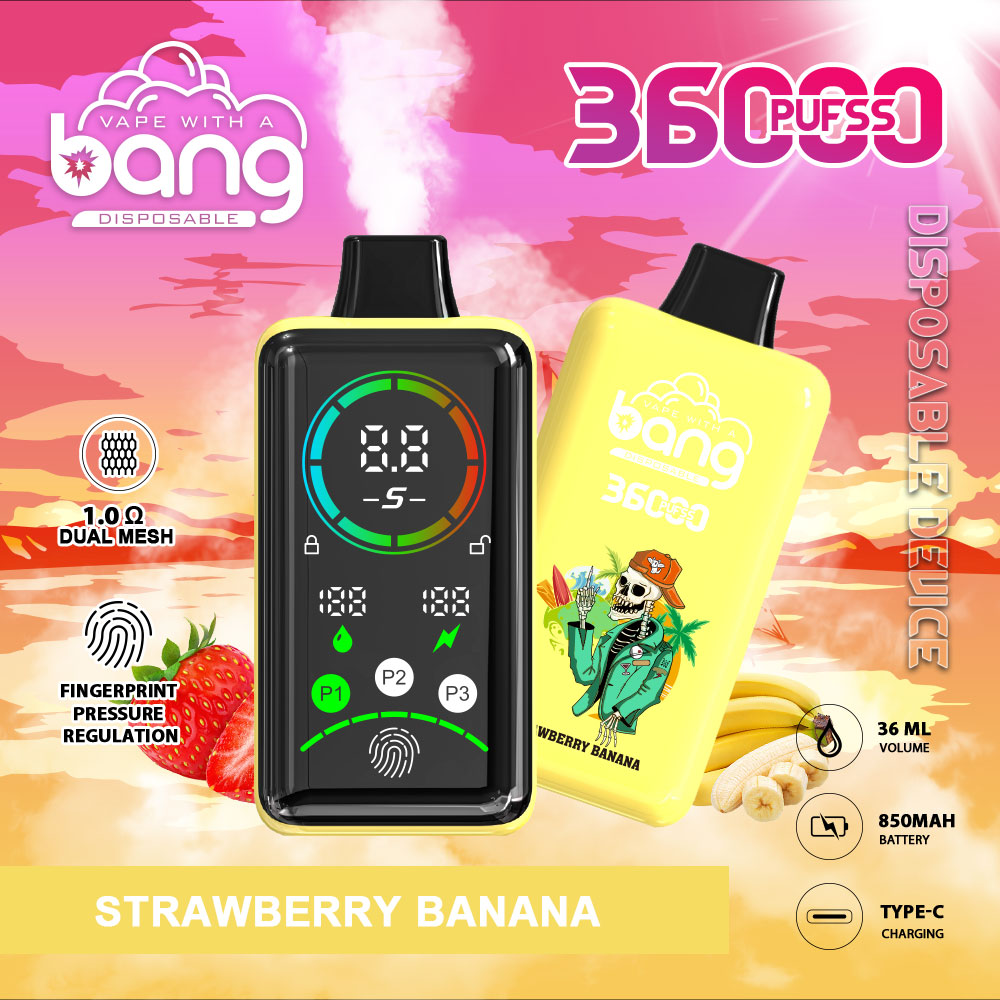 BANG 36K Puffs Smart Full Screen Turn Ice Wholesale Disposable Vape Puff 36k Prefilled Pod– 850mAh Battery, 36mL E-Liquid, 0% to 5% Nicotine Options 12 Flavors