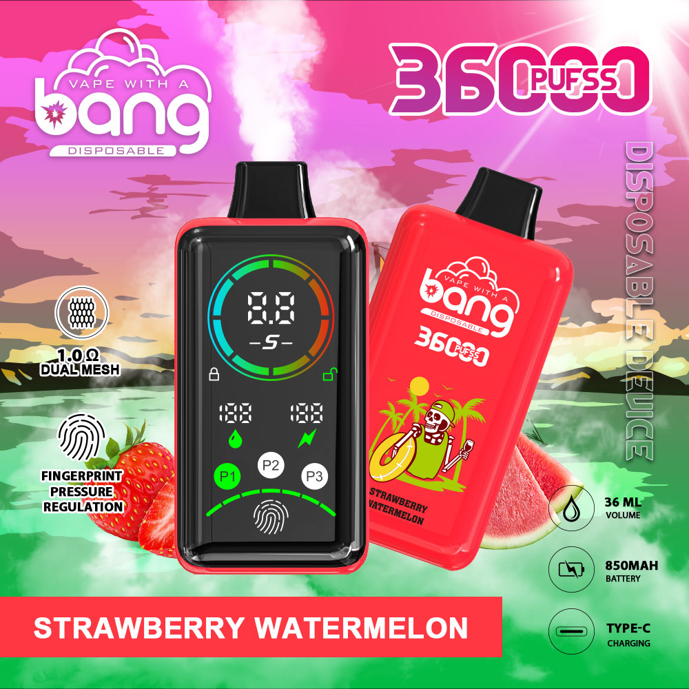 BANG 36K Puffs Smart Full Screen Turn Ice Wholesale Disposable Vape Puff 36k Prefilled Pod– 850mAh Battery, 36mL E-Liquid, 0% to 5% Nicotine Options 12 Flavors