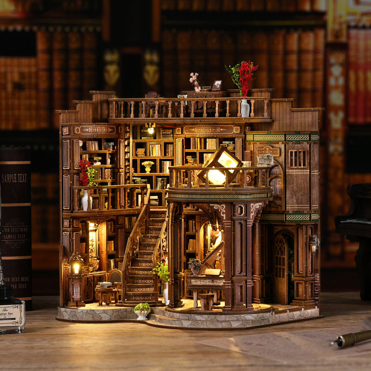 Dreamy Book Hall DIY Miniature Dollhouse Kit with Touch LED Light