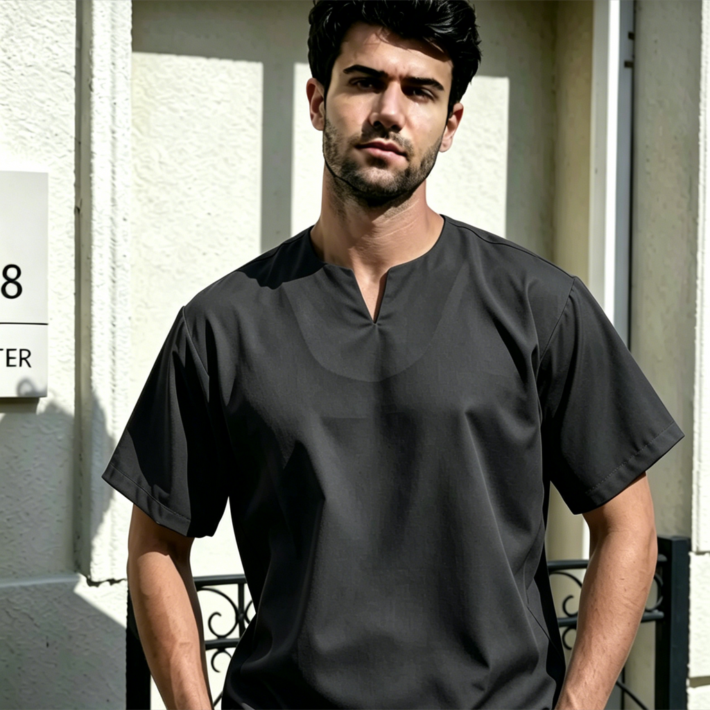 Comfy V-Neck Men's Prayer Shirt - Moisture-Wicking Casual Kurta