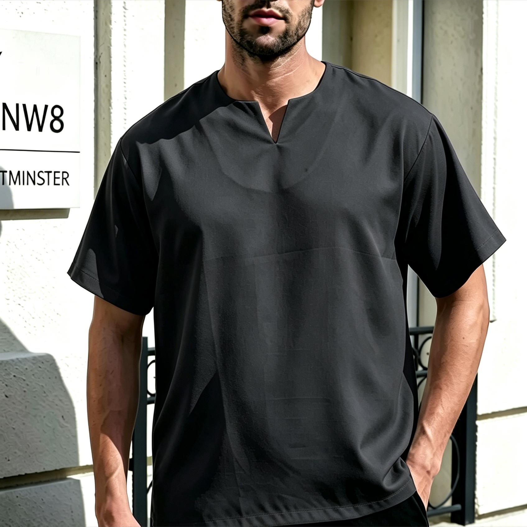 Comfy V-Neck Men's Prayer Shirt - Moisture-Wicking Casual Kurta