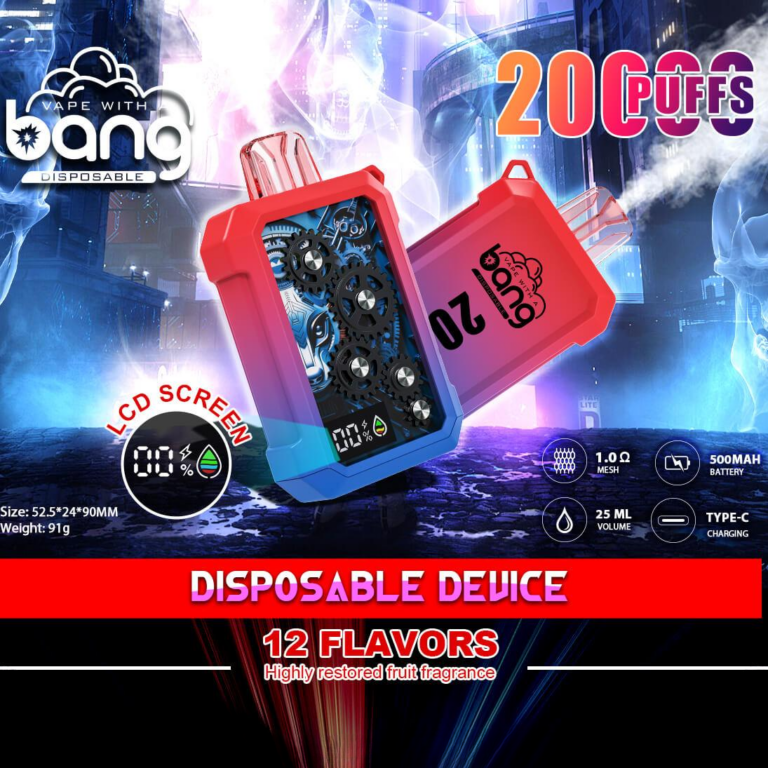 Bang King Double Crystal 20000 Puffs Vape (0% to 5% Nicotine) 20K Disposable Vape Pen E Cigarette Prefilled 25ml 650mAh 12 Flavors