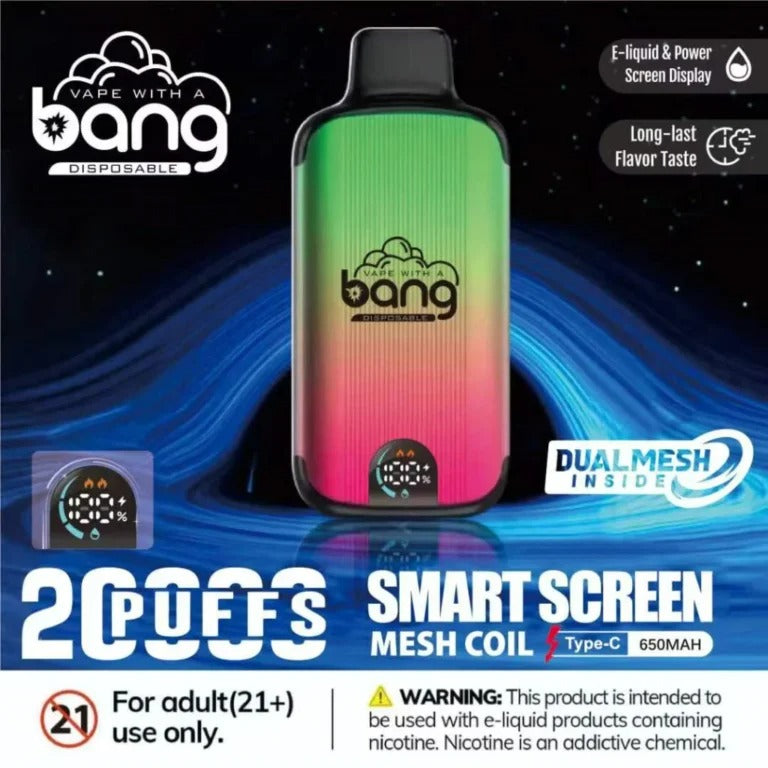 Bang 20000 Puffs LED Display Disposable Vape Bang King Double Crystal 20000 Puffs Vape 20K Disposable Vape Pen E Cigarette Prefilled 25ml 650mAh