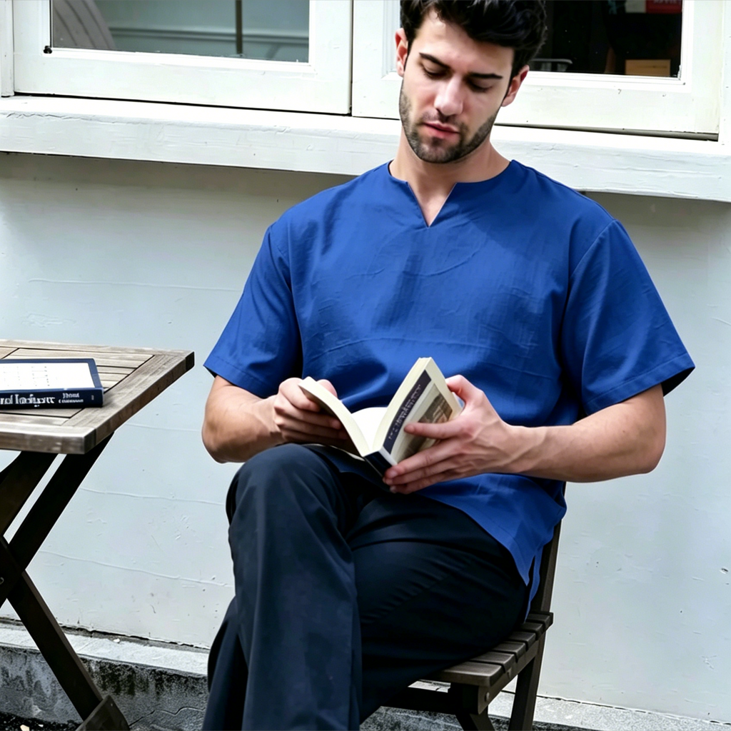 Crease-Resistant Short Sleeve Thobe - Elegant Smart-Casual Islamic Shirt