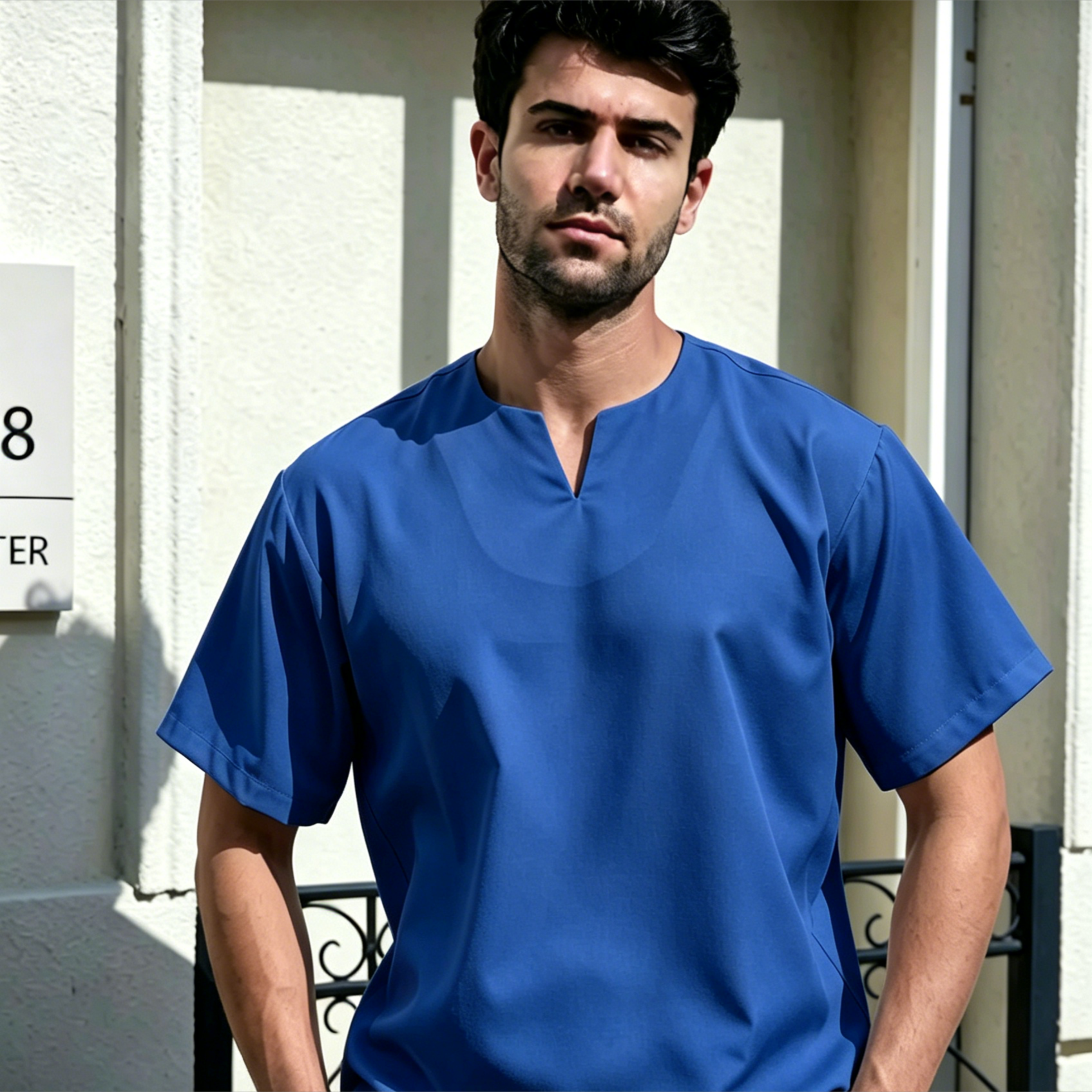 Crease-Resistant Short Sleeve Thobe - Elegant Smart-Casual Islamic Shirt