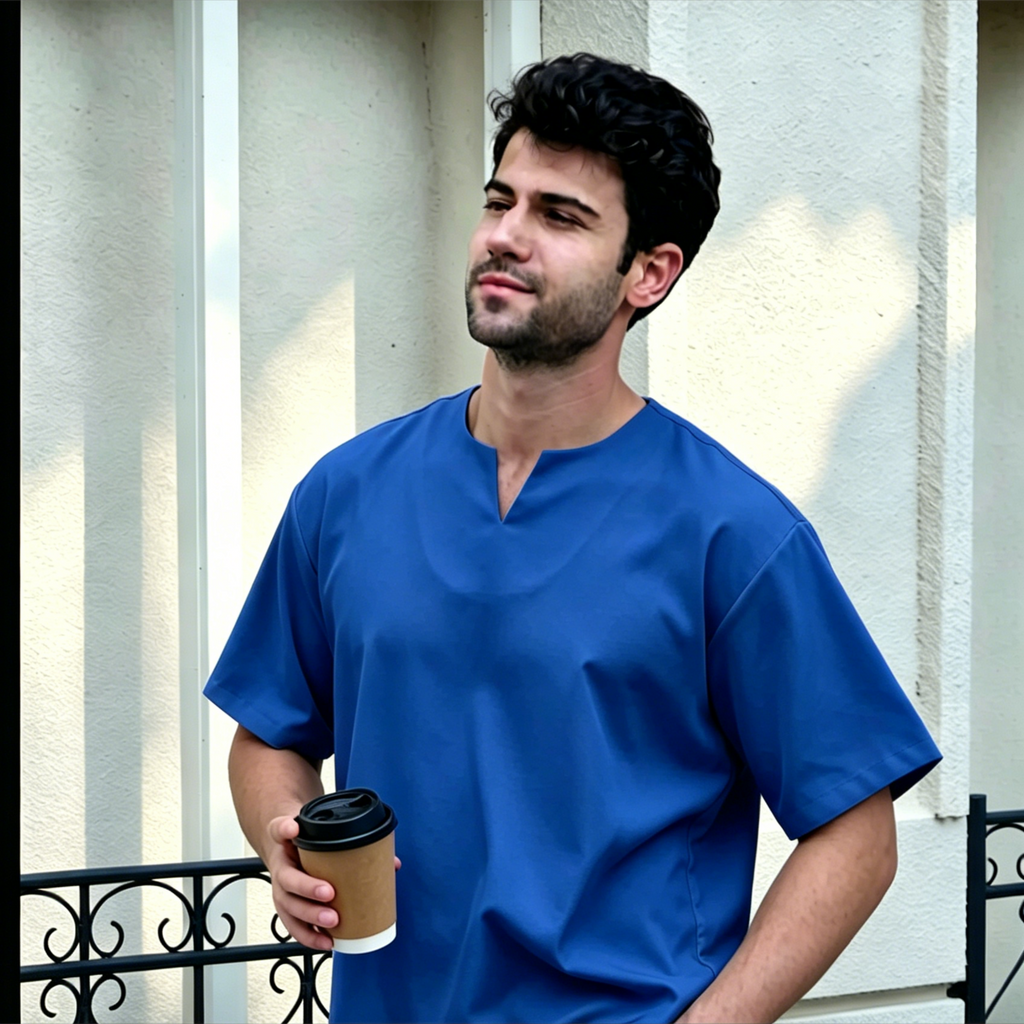 Crease-Resistant Short Sleeve Thobe - Elegant Smart-Casual Islamic Shirt