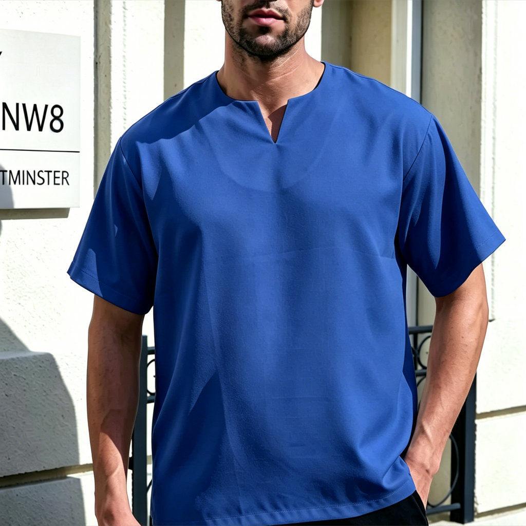 Crease-Resistant Short Sleeve Thobe - Elegant Smart-Casual Islamic Shirt